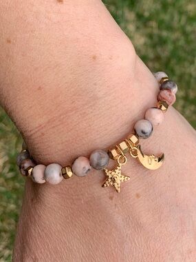 {Handmade} Jasper Beaded Bracelet with Charms